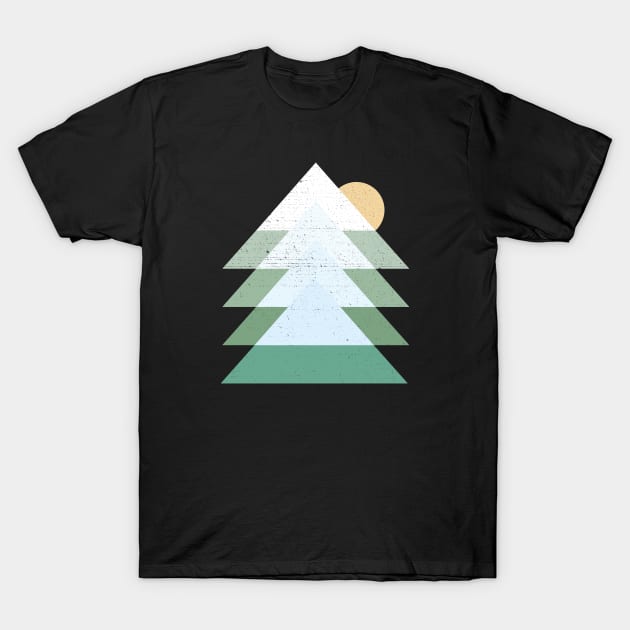 Winter Mountain Sunset Peaks T-Shirt by Vanphirst
